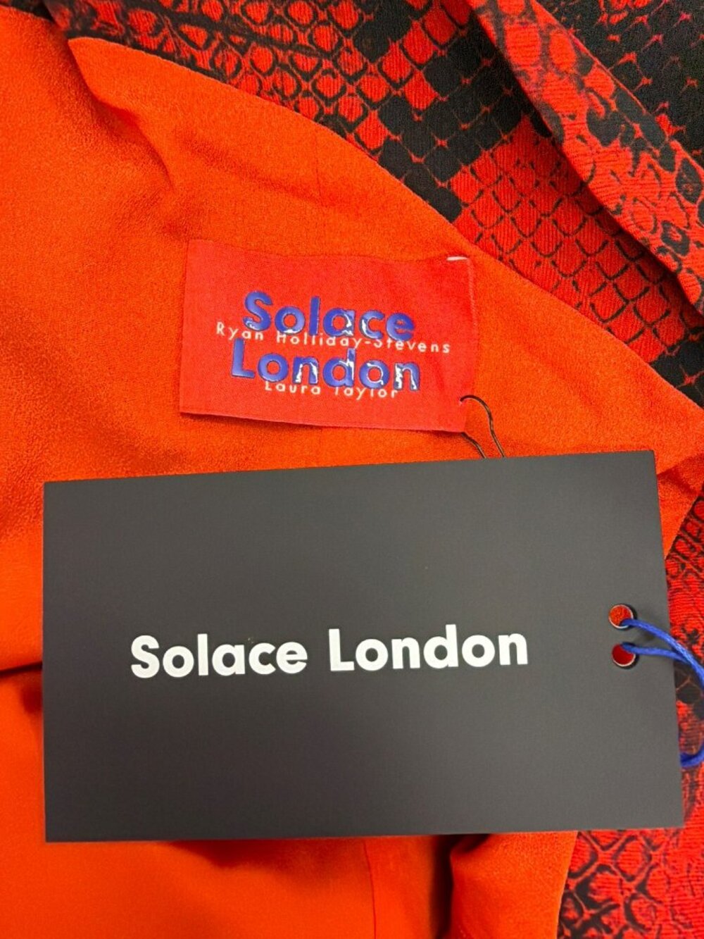 Solace London $720 Heppy One shoulder Snake Crepe Midi Dress Size 14 New - Picture 7 of 7